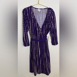 NWT- LuLaRoe - Michelle Purple and Beige wrap Dress- Size large